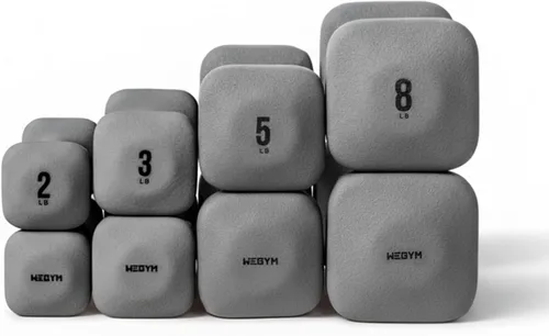 Vista 16 de WeGym SafeGrip Square Dumbbells with Anti Slip Handles, Aesthetic Free Weights for Home Workouts, Stable Design Prevents Rolling during Floor