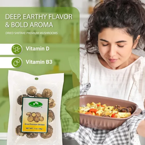 Vista 6 de Mushroom House (MUSI1) Champiñones Shiitake secos, 1 onza