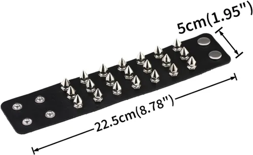 Vista 6 de FM FM42 Pulsera de piel sintética multicolor con remaches y hebilla ajustable, paquete de 2