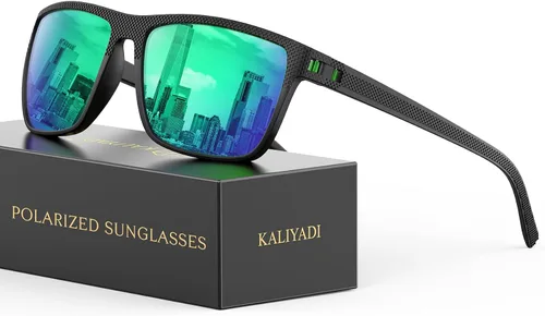 Vista 70 de KALIYADI Gafas de sol polarizadas para hombre, gafas de sol ligeras con protección UV para conducir, pescar y jugar golf (3 unidades) Negro