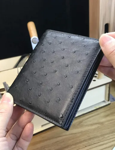 Vista 3 de CHERRY CHICK Cartera de piel de avestruz auténtica de piel de auténtica para hombre