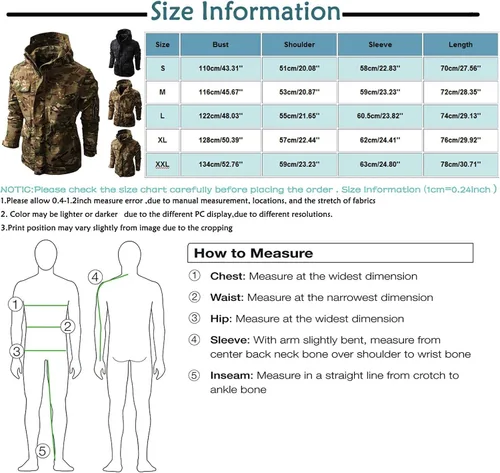 Vista 3 de HTHLVMD Chaqueta táctica militar suave para hombre, para deportes al aire libre, caza, ejército, impermeable, abrigo