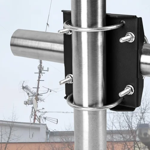 Vista 5 de Kit de soporte cruzado para mástil de antena para tubos de diámetro exterior de 1.65 a 2.45 pulgadas con placa de ángulo recto resistente