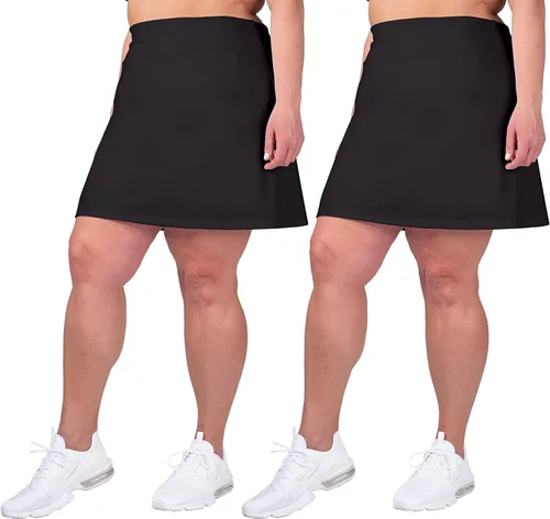 Vista 2 de Inerzia Paquete de 2 faldas pantalón de talla grande para mujer, falda pantalón activa de cintura alta, faldas de golf y tenis para mujer