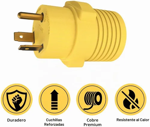 Vista 5 de Enchufe adaptador RV de 50 amperios a 30 amperios, TT-30P macho a 14-50R hembra adaptador de corriente para RV, reemplazo compacto de Dogbone