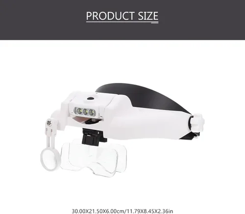Vista 2 de Head Mounted LED Magnifier for Jewelers, USB Rechargeable, White