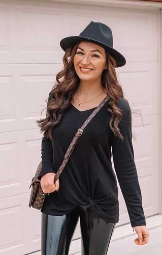 Vista 5 de Lanzom - Sombrero clásico de ala ancha flexible para mujer estilo Panamá cinturón con hebilla fedora de lana