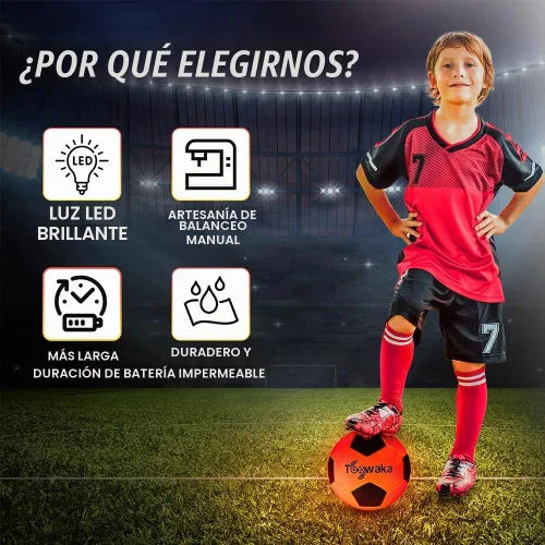 Vista 3 de Light up Soccer Ball,Glow in The Dark Soccerball with LED Lights Pre-Installed-Batteries Included