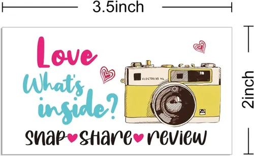 Vista 3 de 100 Mini Love What's Inside Snap Share Review Tarjetas de agradecimiento comerciales Compras Tarjetas de felicitación para clientes Tarjetas