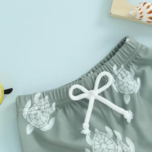 Vista 4 de Aoiureznia Traje de baño para niños pequeños y bebés, trajes de baño de playa, cintura ajustable, pantalones cortos de natación