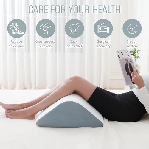 Vista 5 de Almohada de cuña de rodilla, almohada de cuña de cama para dormir almohadas de cuña para después de la cirugía, almohada de piernas para aliviar