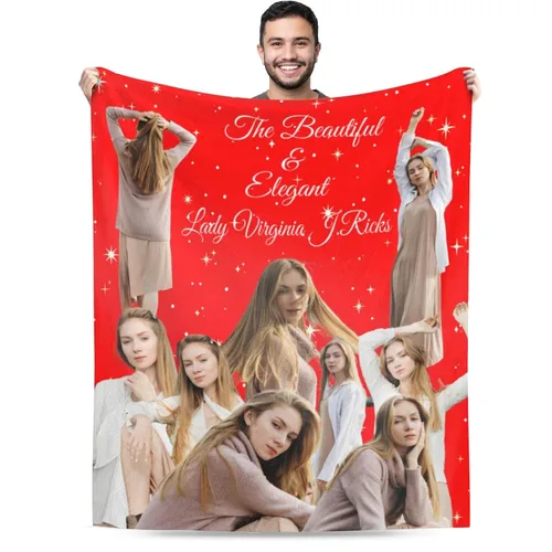 Vista 23 de Manta personalizada con imagen, mantas personalizadas para familia, marido, esposa, en cumpleaños, Navidad