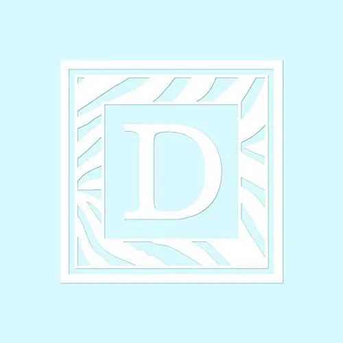Vista 4 de Zebra Decorative D Initial - Vinyl Decal Sticker - 3.75" x 3.75" - Black Negro