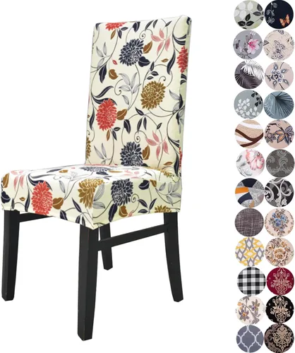 Vista 23 de Juego de 6 fundas de terciopelo para sillas de comedor, fundas elásticas suaves para sillas Parson, extraíbles y lavables, con elástico para un