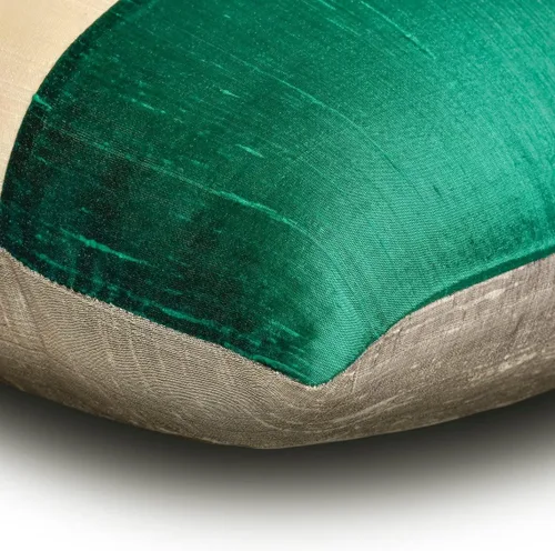 Vista 2 de Fabric Mart Direct Funda de cojín para sofá, fundas de cojín decorativas de color verde y gris, de 12 x 12 pulgadas, almohadas de retazos de bloques