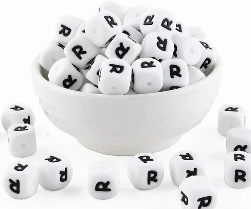 Vista 21 de Cuentas de silicona de corazón cuadrado blanco de 0.472 pulgadas, 20 cuentas de silicona con números de corazón para hacer llaveros, ideal