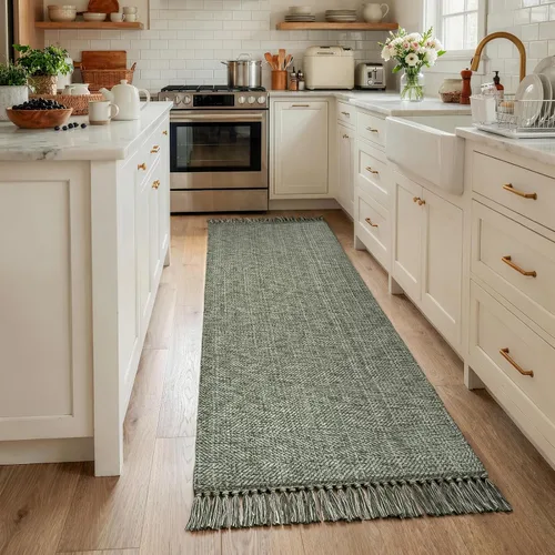 Vista 9 de Collive Alfombra de Baño Negra, 2' x 3' Tejida a Mano Lavable Alfombras Pequeñas de Cocina, Alfombra de Entrada Reversible de Algodón Alfombra