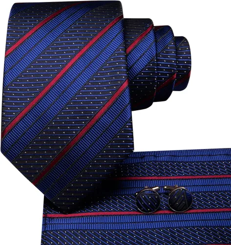 Vista 141 de Dubulle Corbata tejida de cachemira para hombre y gemelos de pañuelo para hombre, conjunto de gemelos para boda formal y negocios