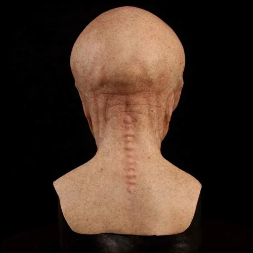 Vista 5 de Área 51 Máscara de látex de alienígena aterradora ovni para Halloween, terror, divertido casco de ojos grandes, fiesta terrestre, ET, de goma