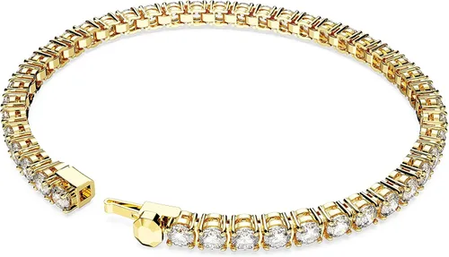 Vista 4 de Swarovski Matrix Tennis Bracelet, Round Cut Crystals, Pink, Blue, Black, Clear, Rhodium, Gold-Tone and Rose Gold-Tone Finishes