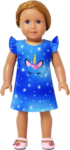 Vista 7 de Camisones de unicorniosirena a juego para niñas y muñecas, pijamas de verano con mangas voladizas