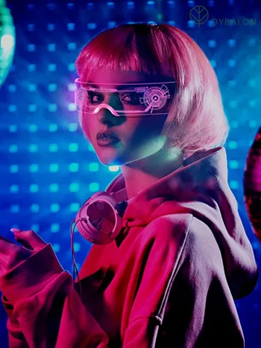 Vista 8 de Gafas de visera con luz LED (paquete de 2) 7 colores 4 modos Gafas luminosas futuristas cyberpunk para niños y adultos