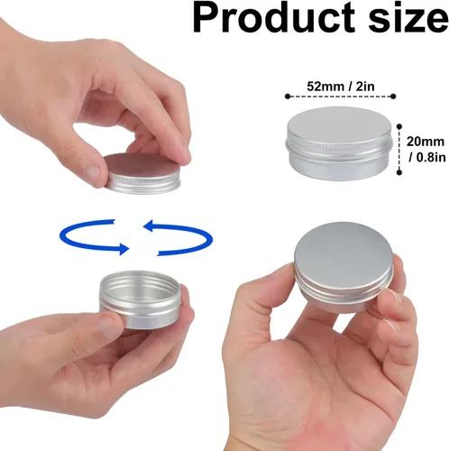 Vista 2 de 150 latas de aluminio de 1 onza con tapas de rosca, lata de metal redonda con tapas de rosca, latas redondas de 1 onza con tapa para cosméticos
