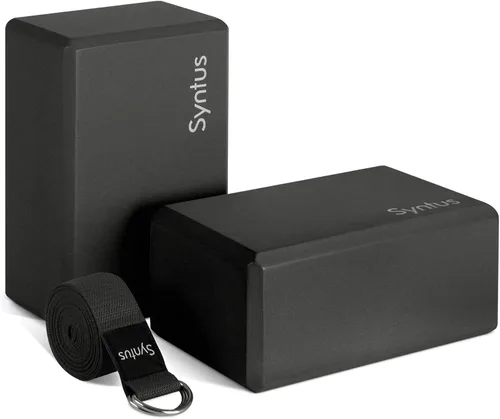 Vista 9 de Syntus Yoga Block and Yoga Strap Set, 2 Soft Non-Slip Yoga Blocks 9×6×4 inches, 8FT Metal D-Ring Strap for Yoga, General Fitness, Pilates