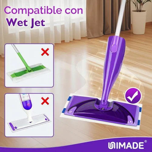 Vista 2 de UNIMADE 100 unidades de repuesto de almohadilla de fregona compatible con Swiffer WetJet