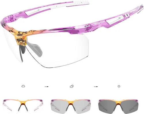 Vista 13 de SCVCN Gafas de sol deportivas fotocromáticas para ciclismo, gafas transparentes para hombres y mujeres, protección UV400, MTB BMX, pesca, correr, S86