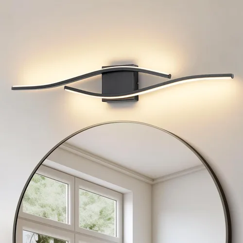 Vista 14 de Joossnwell Accesorios de iluminación de tocador de baño de níquel cepillado sobre espejo 5CCT lámpara de baño ajustable lámpara de tocador moderna