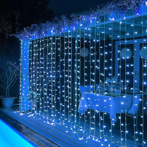 Vista 14 de Dazzle Bright 300 luces LED para cortina, luces de hadas del Día de San Valentín para dormitorio con 8 modos de iluminación, luces de ventana
