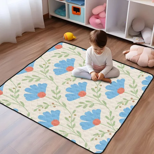 Vista 6 de Lovely Daisy Flowers Soft Padded Baby Gym & Activity Mat for Floor Cozy Breathable Travel Play Mat for Baby Kids Toddlers Infants, 50'' x 50