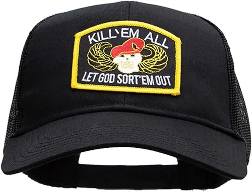 Vista 7 de e4Hats Skull and Choppers Gorra de malla con parches militares bordados