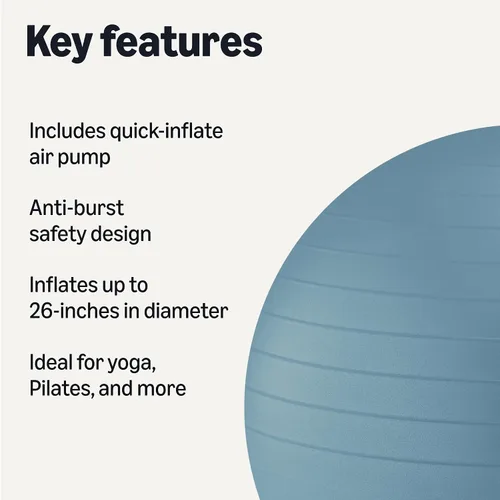Vista 2 de Amazon Basics - Pelota antiestallido para ejercicios con bomba, diámetro de 23-26