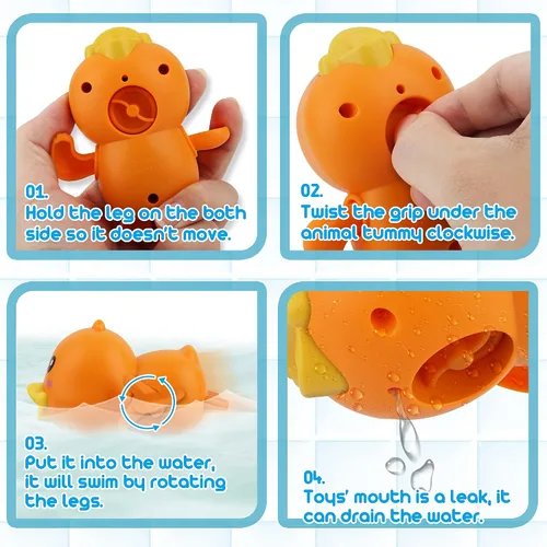Vista 5 de Dwi Dowellin Juguetes de Baño para Niños Pequeños, Juegos Magnéticos de Pesca para Niños, Juguetes de Bañera, Juguetes de Agua Flotantes sin Moho