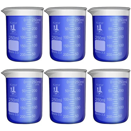 Vista 4 de Karter Scientific - Vaso de 2000 ml, forma baja Griffin, vidrio borosilicatado 3.3, doble escala, graduado, 213D20 (individual)