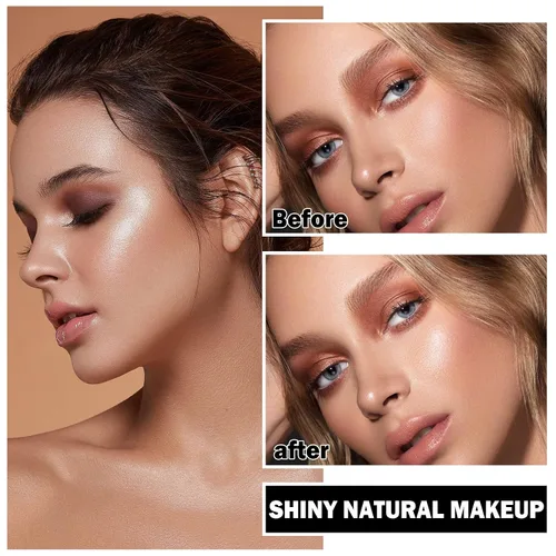 Vista 3 de Paleta de maquillaje con resaltador facial blanco, polvo de contorno brillante, impermeable, de larga duración, ilumina la tez facial, iluminador