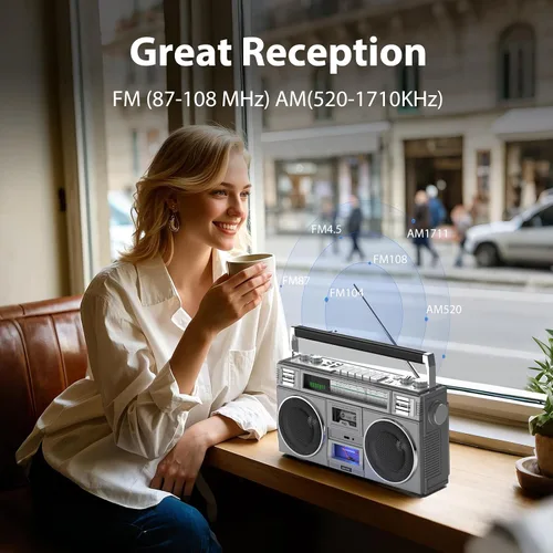 Vista 2 de FragrantBodyOilz Radio AM FM retro con altavoz Bluetooth, transistor de radio Bluetooth vintage con el mejor sonido, USB C recargable, compatible