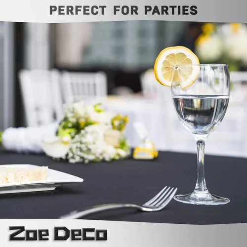 Vista 9 de Zoe Deco Mantel rectangular de plástico negro (paquete de 6, 54x108), manteles desechables para fiestas y pícnics