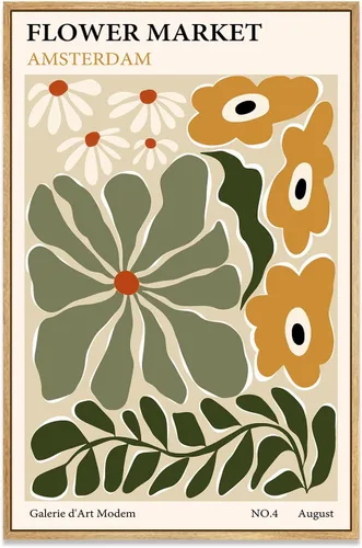 Vista 17 de Zzuyi Lienzo enmarcado para mercado de flores, arte de pared, póster botánico de flores silvestres rosas, impresiones de imágenes, ilustraciones
