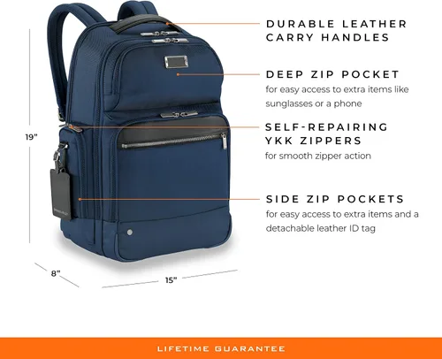 Vista 2 de Briggs & Riley Mochila Work, Azul Marino, Large Cargo Backpack, Work Mochila de carga grande