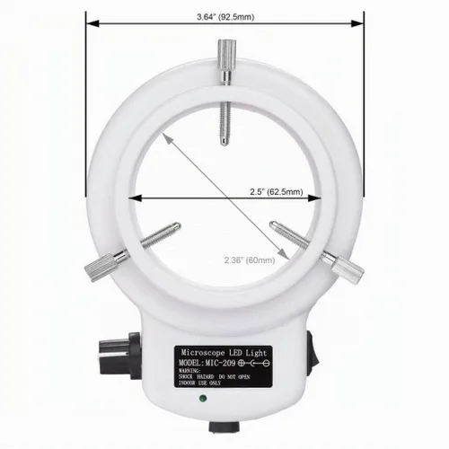 Vista 3 de AmScope anillo iluminador LED-144W-ZK blanco, ajustable, con 144 LED, para microscopio estéreo y cámara Microscopio estéreo de zoom