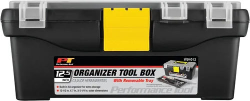 Vista 2 de Performance Tool W54012 Caja de herramientas organizadora de plástico resistente para talleres y garajes, color negro, 12.5 pulgadas