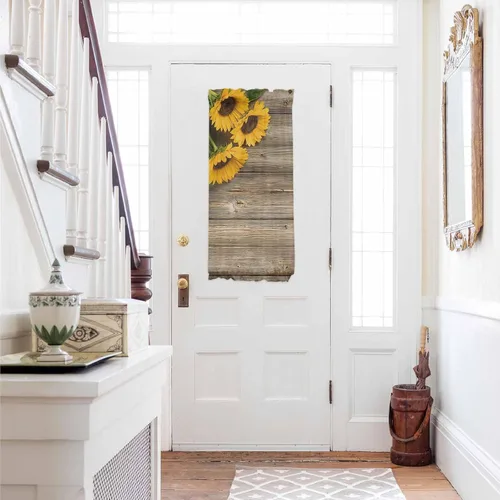 Vista 36 de Cortinas de puerta francesa de Navidad para ventana de puerta, panel de cortina con bolsillo para barra con alzapaños para luz lateral delantera