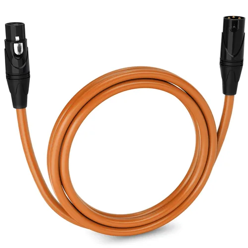 Vista 141 de LyxPro Cable de micrófono XLR hembra a macho de ángulo recto de 3 pines de 1.5 pies para altavoces amplificados, interfaz de audio, rendimiento