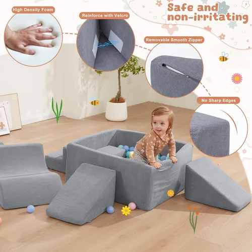 Vista 4 de Juguetes de escalada de espuma para niños pequeños con hoyo de gris