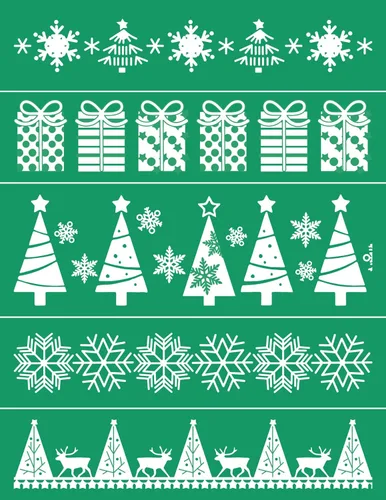 Vista 9 de DGAGA Plantillas de pantalla de seda autoadhesivas de Navidad con pasta de tiza, 17 unidades, plantilla de impresión de pantalla de invierno, pasta