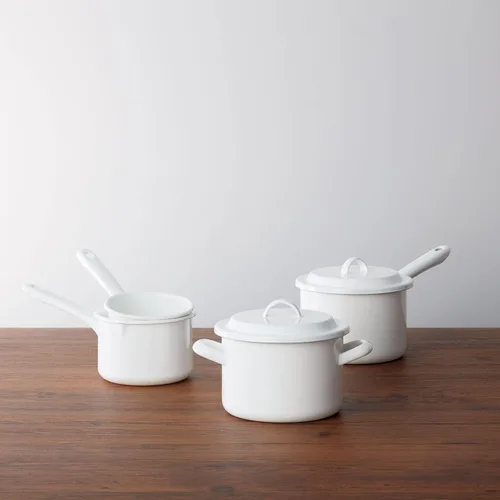 Vista 6 de Nichinichi Tools YN-M12 Noda Horo - Sartén para leche con una sola mano para fuego de gas, fabricada en Japón, color blanco, 4.7 pulgadas (4.7 in)