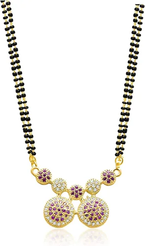 Vista 2 de Collar de mangalsutra de Hawker indio con pendientes para mujer con tachuelas de piedra